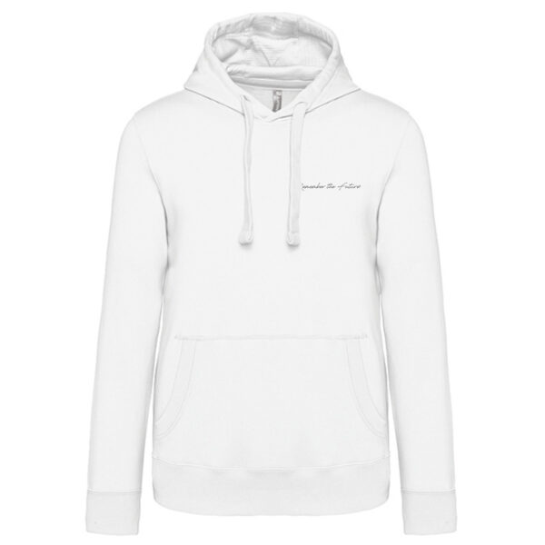 Sweat blanc avec capuche et logo cœur "Remember The Future"