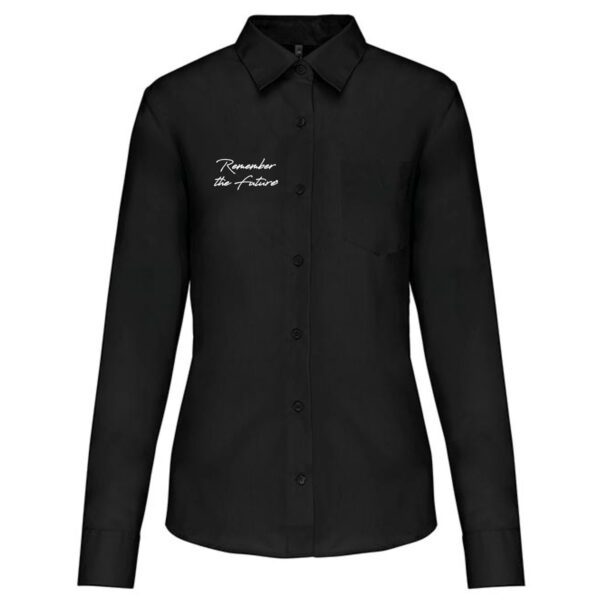 Remember The Future Equinox women's long-sleeve shirt, available in white and black