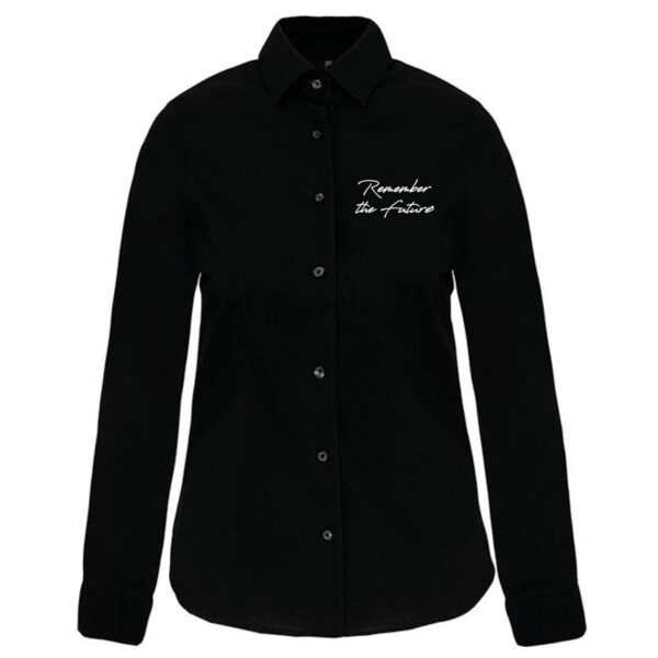 Women's long-sleeve stretch shirt Remember The Future Selene model, available in white and black